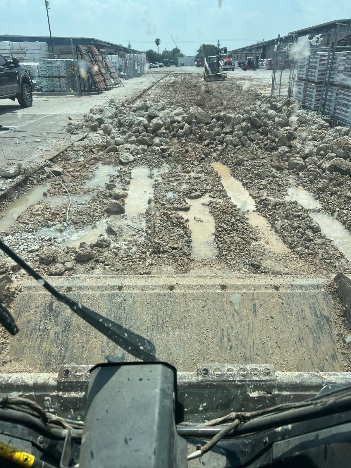 Broken concrete loaded from a commercial lot